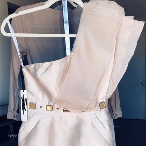 Nicola Finetti One Shoulder Jewels Ruffles Dress